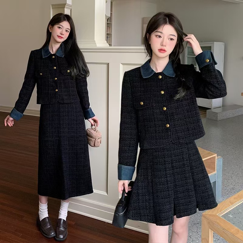 胖mm大码女装2024冬季小香风遮肉气质显瘦遮肚半身裙套装 1431