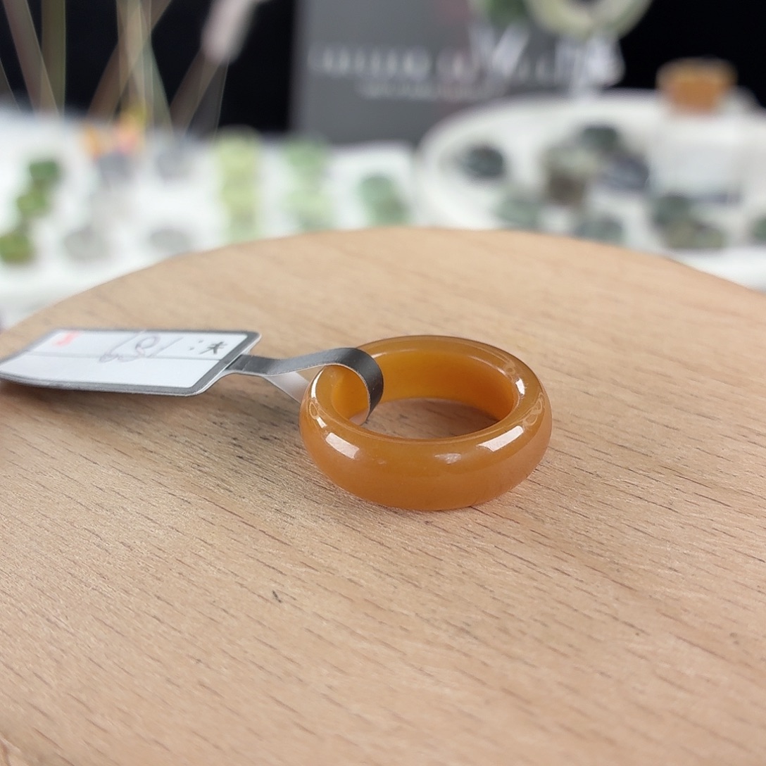 和田玉未镶嵌戒指i75金糖橘圆条15.2不退换买断