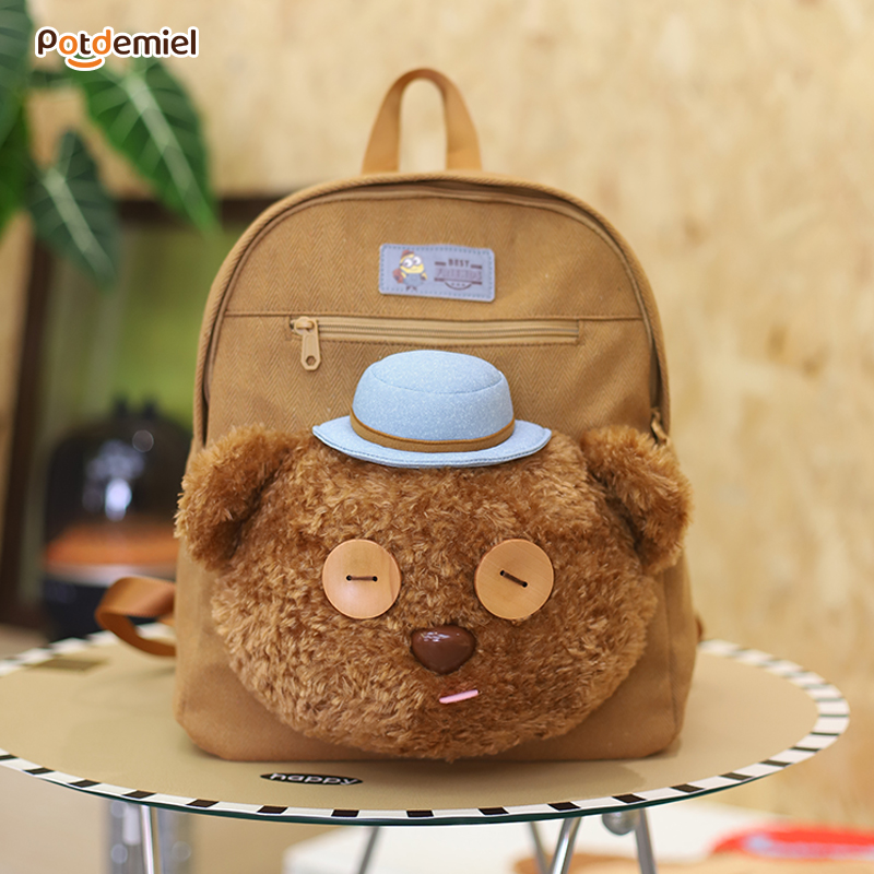 【少女心】potdemiel蜂蜜罐正版环球小黄人绅士摄影师Tim熊双肩包