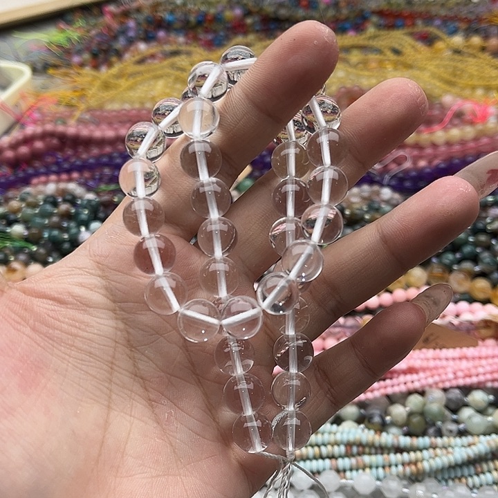 玛瑙/玉髓未镶嵌珠宝半成品一条10mm左右白水晶