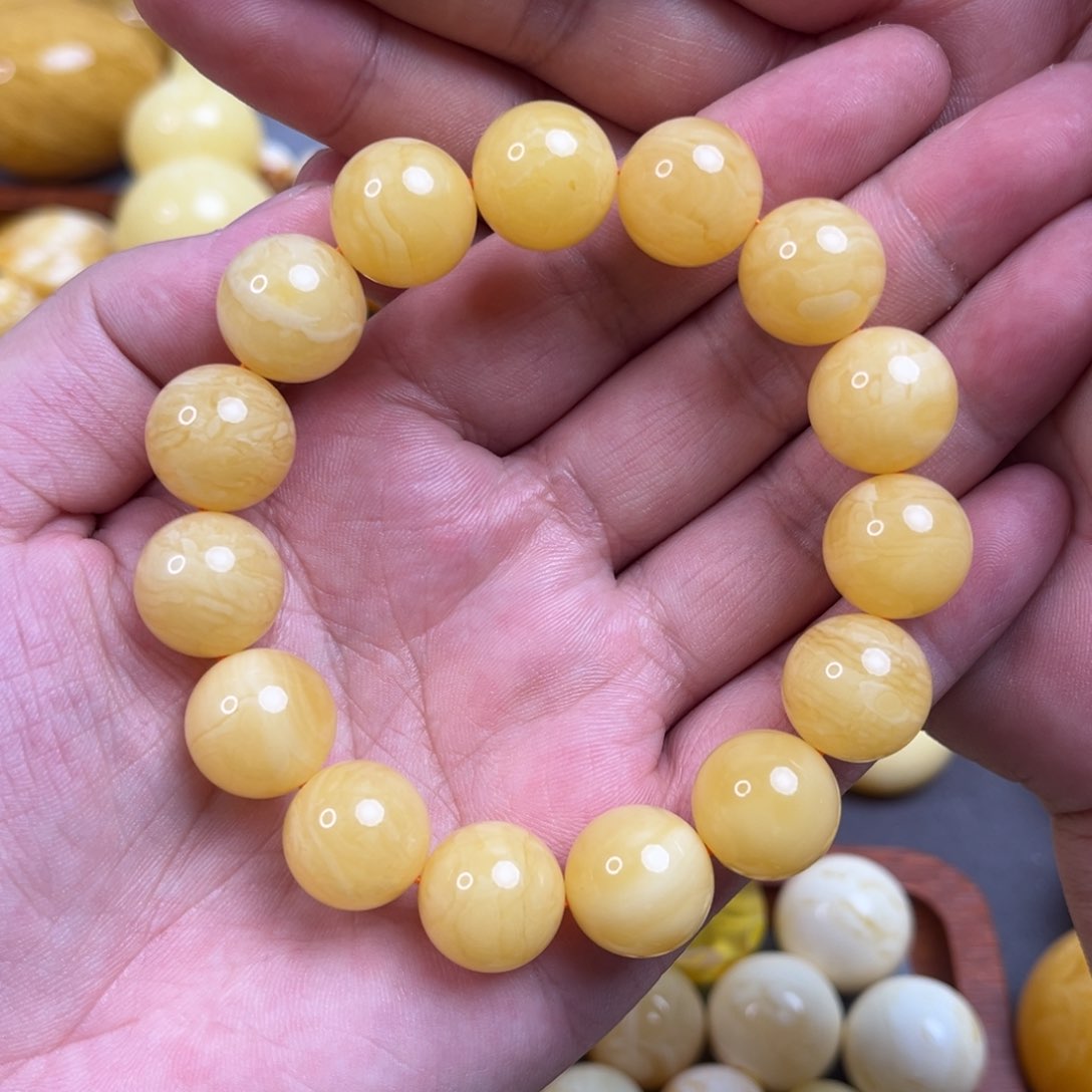 蜜蜡裸石未镶嵌14mm手串