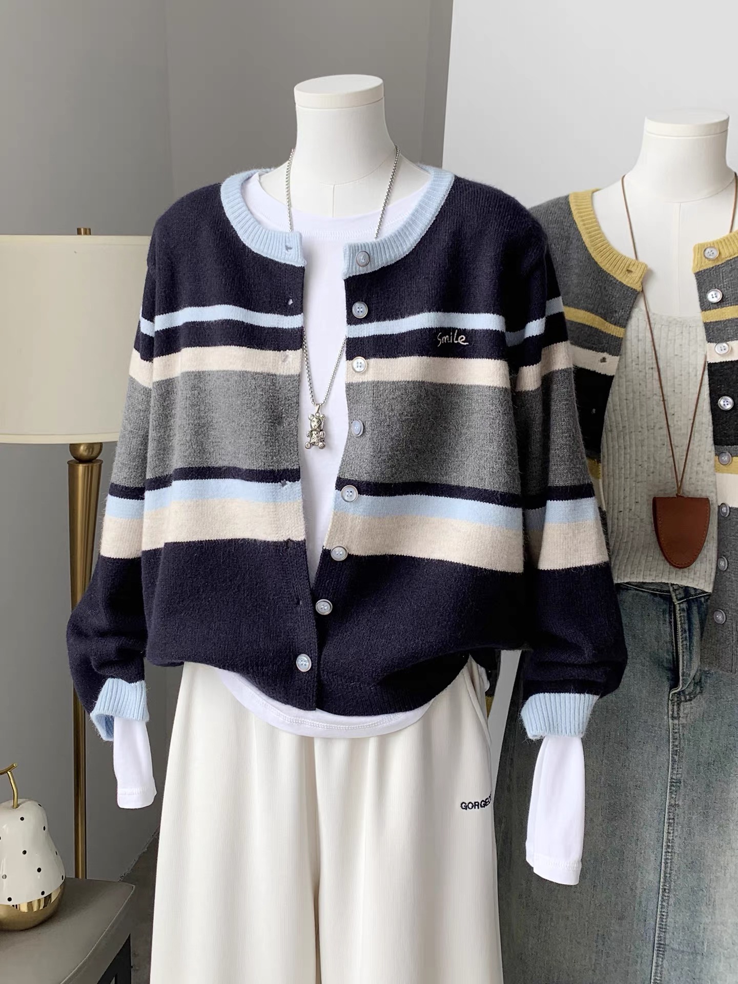 1353#200斤大码女装长袖春季翻领针织女毛针织衫秋季时尚毛衣上衣