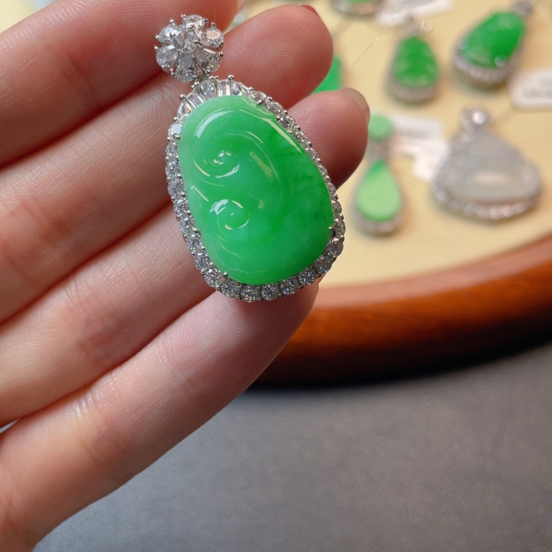 翡翠吊坠(不含链)银S925镶嵌
