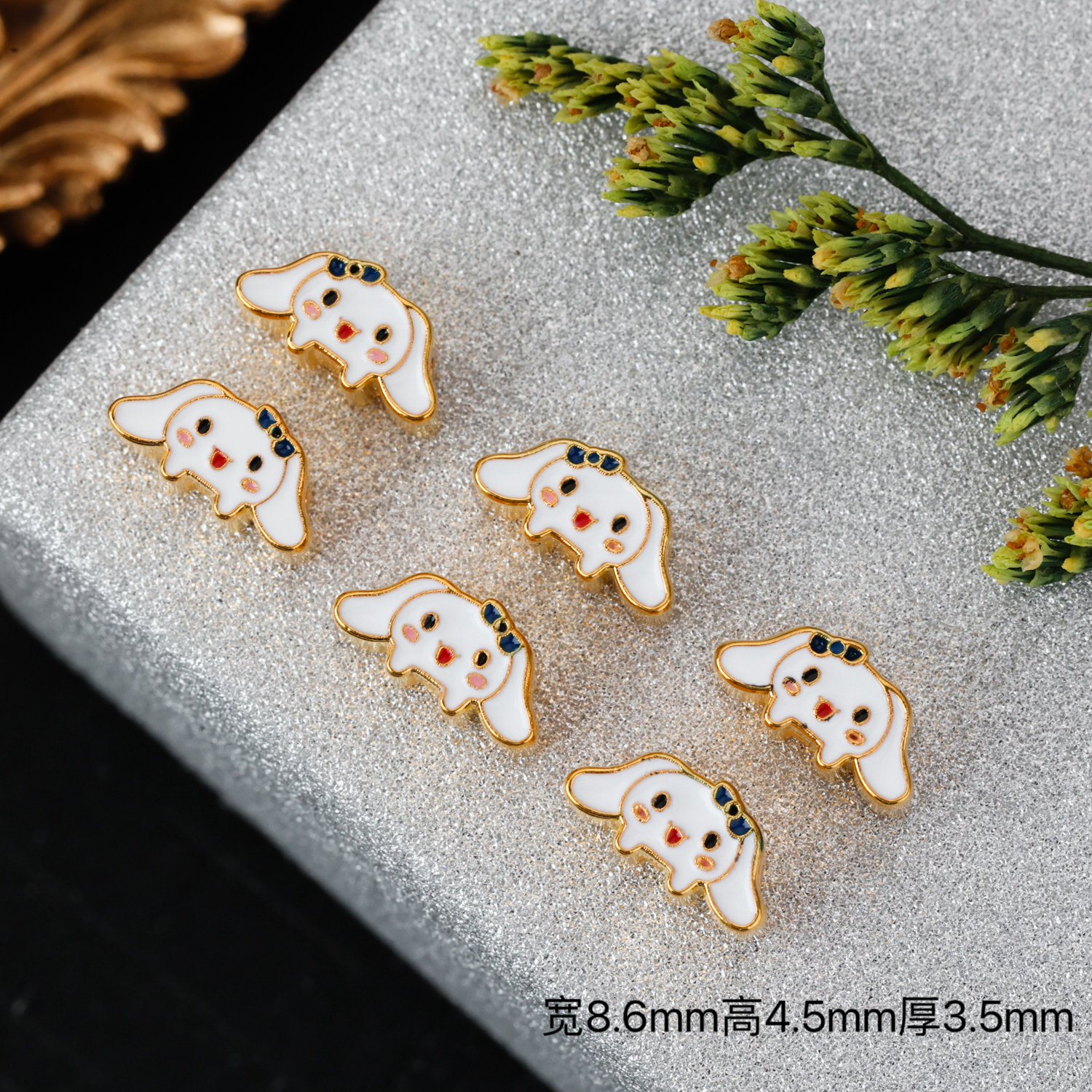 【来福工厂】18k金烧蓝超Q萌宠玉桂狗隔珠背云编绳珠串戒指手链配饰