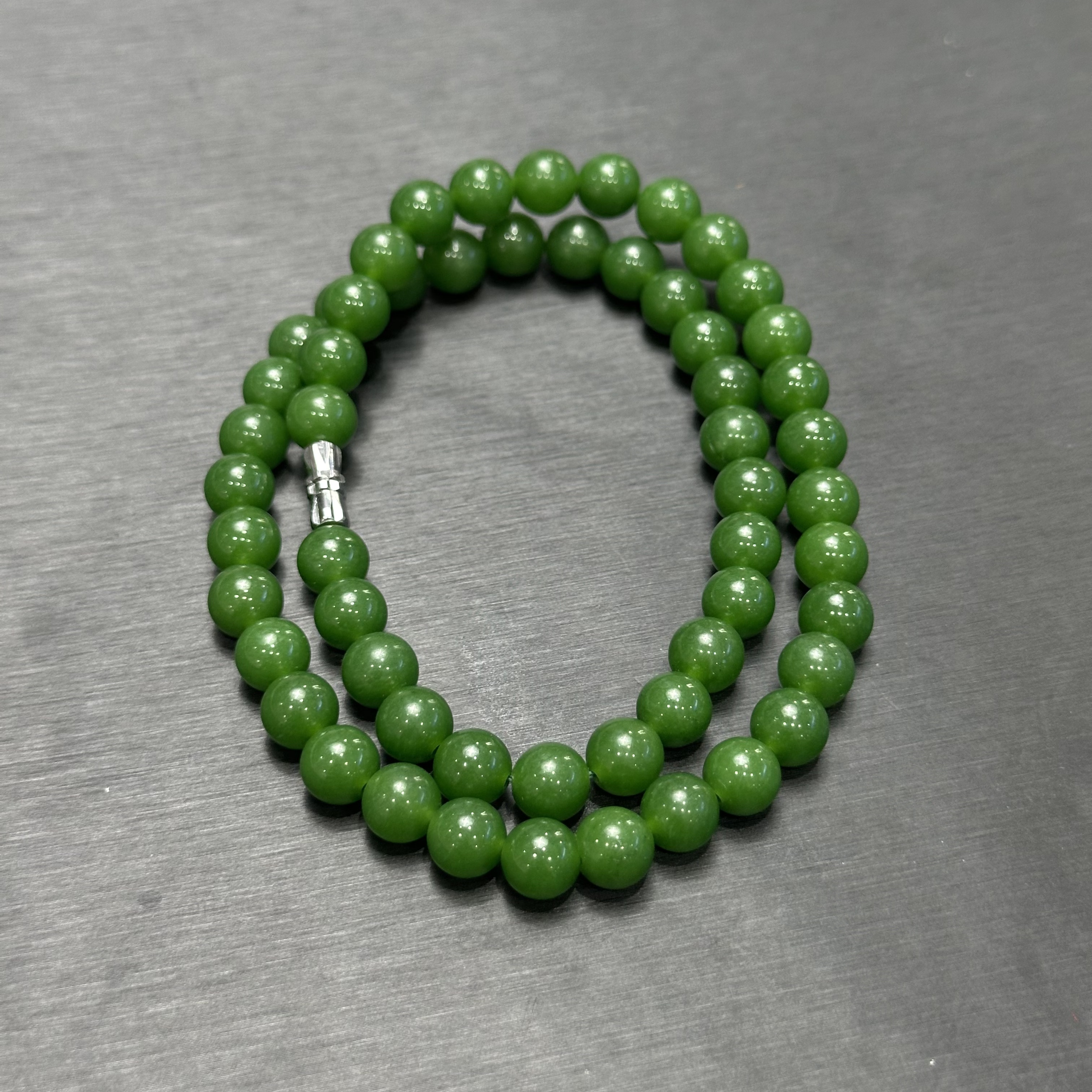 天然和田玉 精美时尚碧绿色卡8妈妈链 A0171