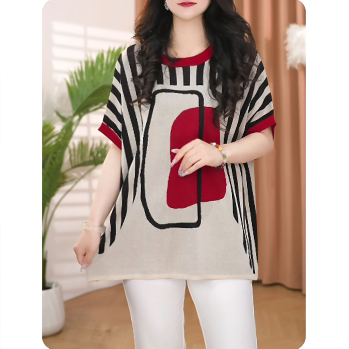 [红窗]新品女士宽松小衫气质上衣时尚休闲女装2ZS01CZ118