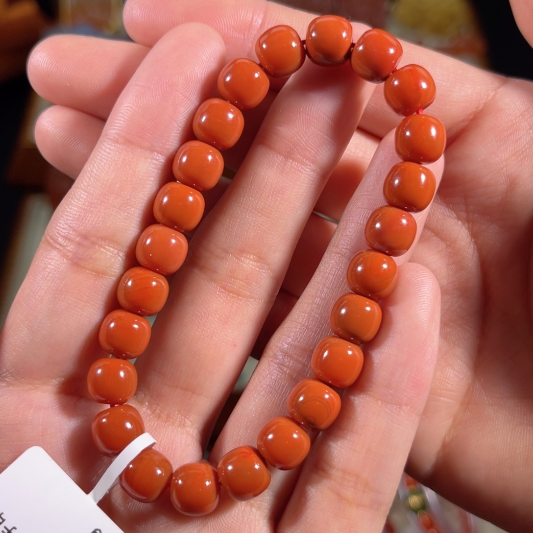 南红玛瑙老南红满色爆肉老形手串8左右未镶嵌