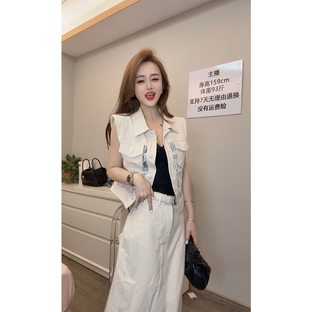 5192马甲套装时尚高级感休闲蕾丝裙子两件套