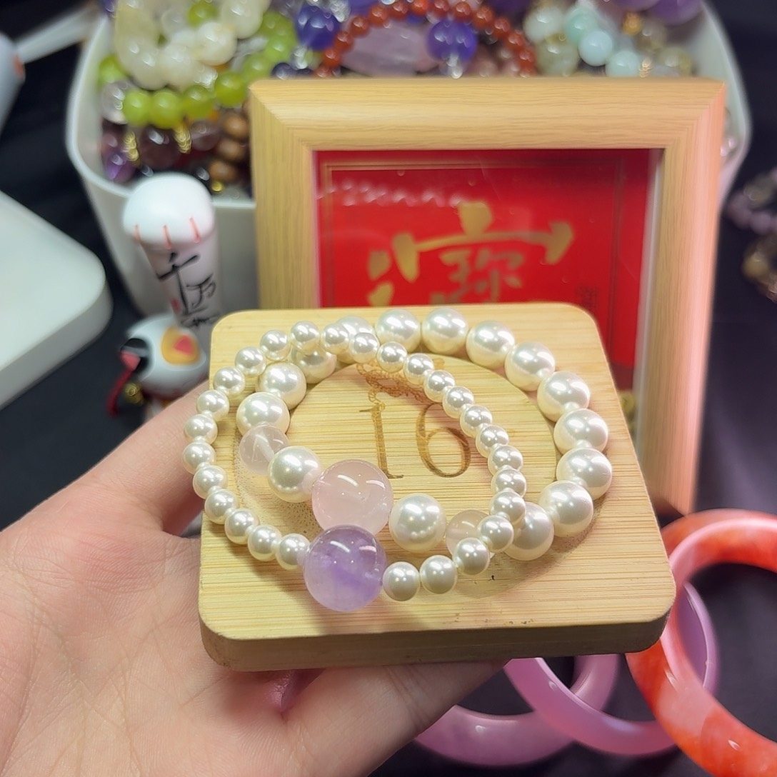 手镯未镶嵌水晶粉水紫水福利设计