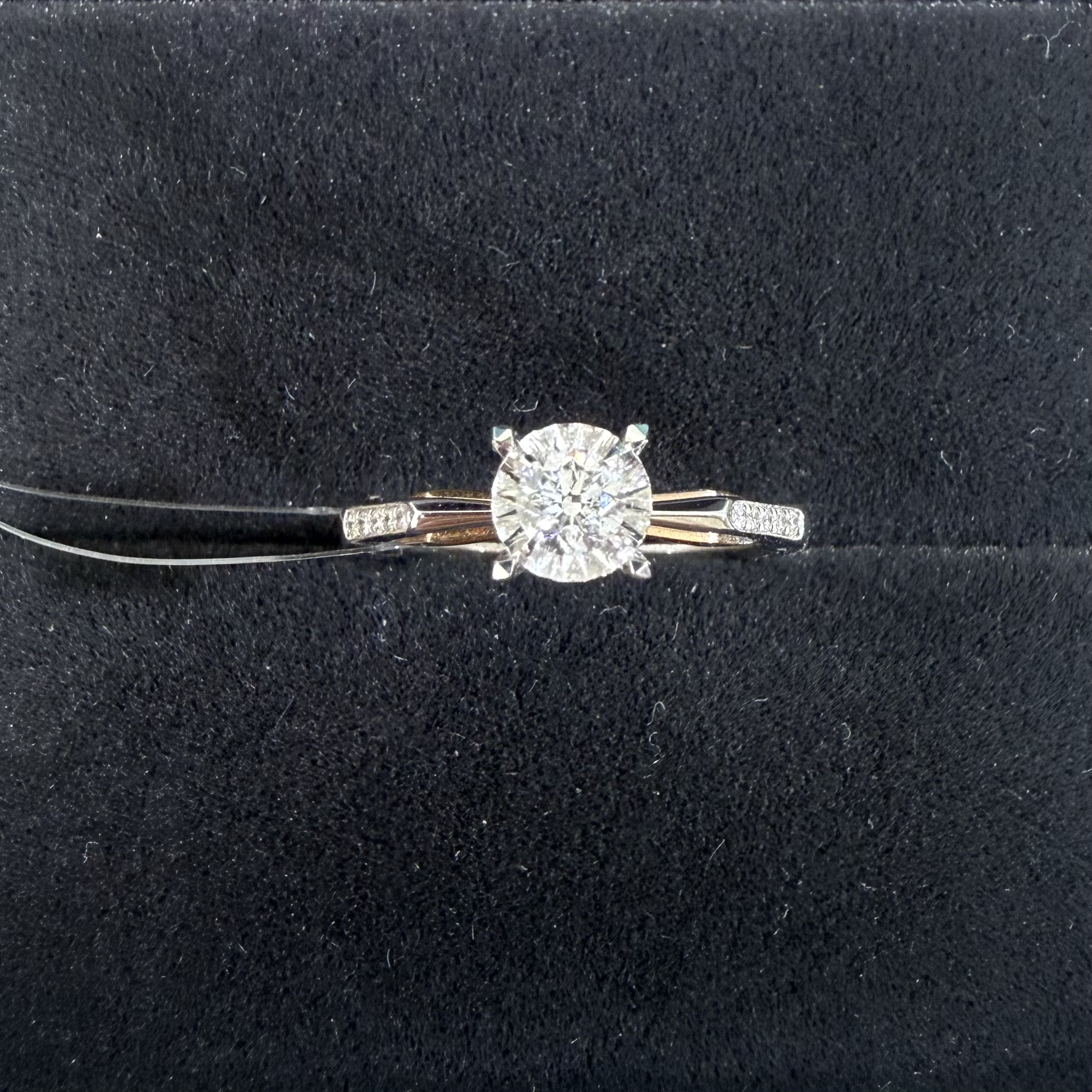 18k金双金色四爪19.5分H VVS14#天然钻石戒指F22010025