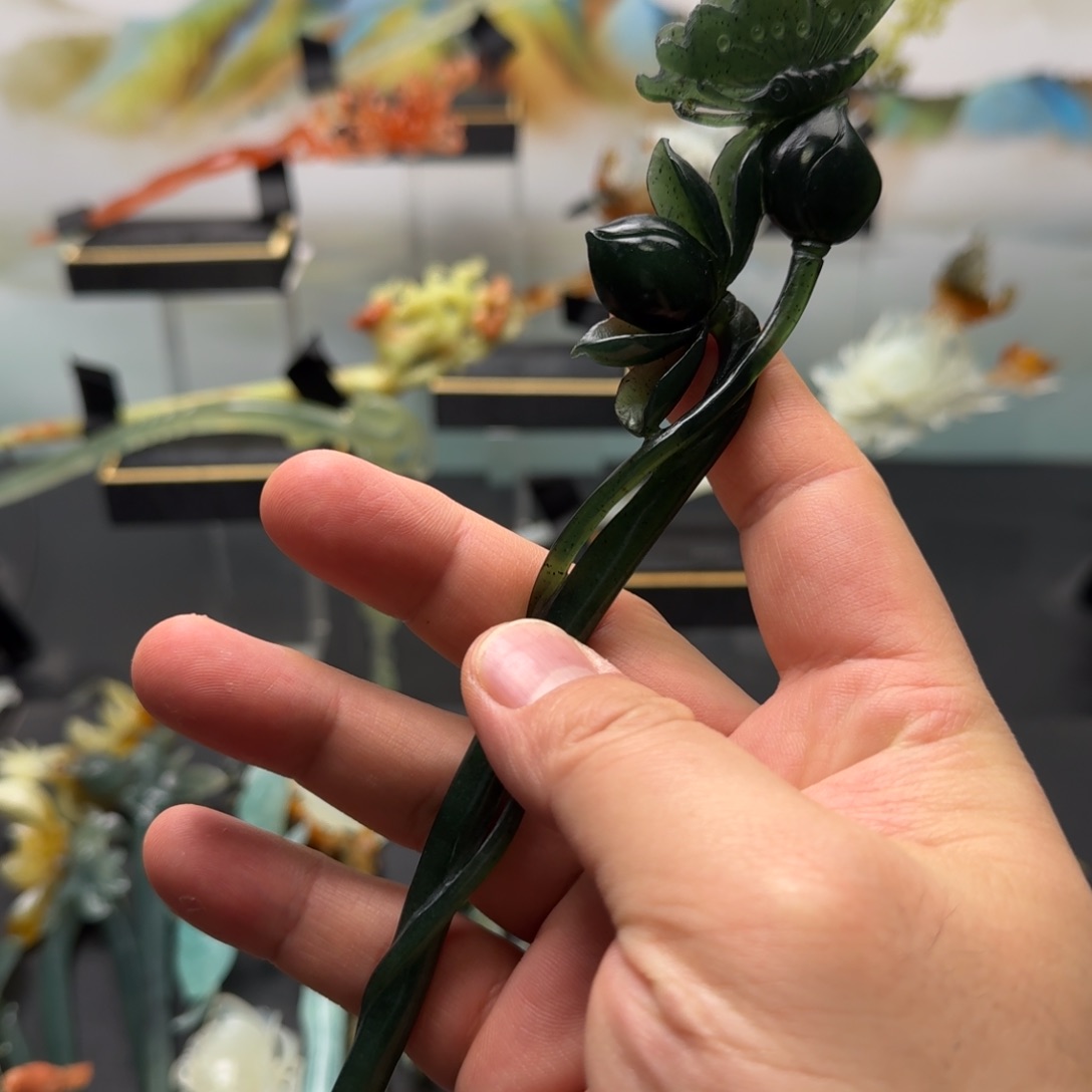 岫玉发饰未镶嵌明君玉簪行于清风