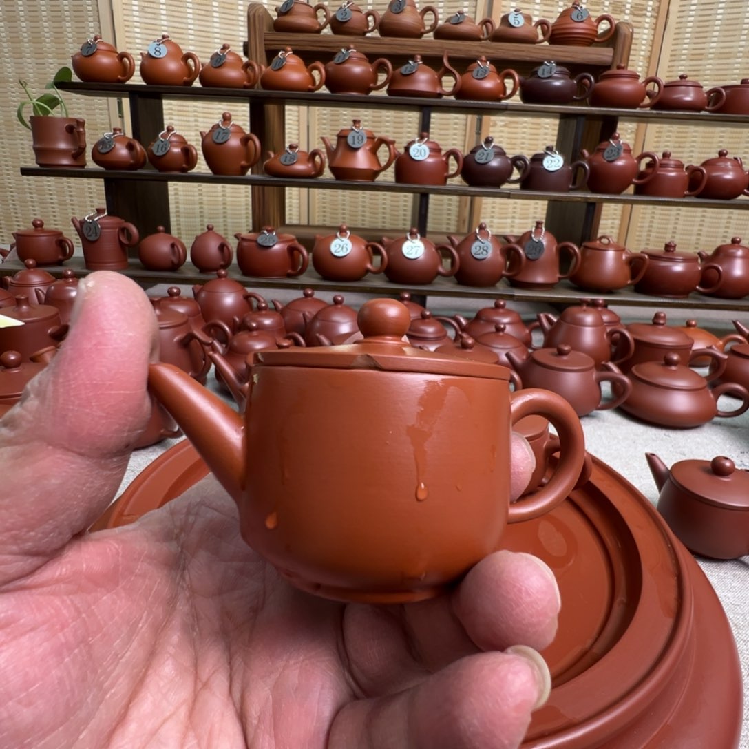 杰***会茶壶紫砂潮州手拉朱泥壶，微瑕不退换