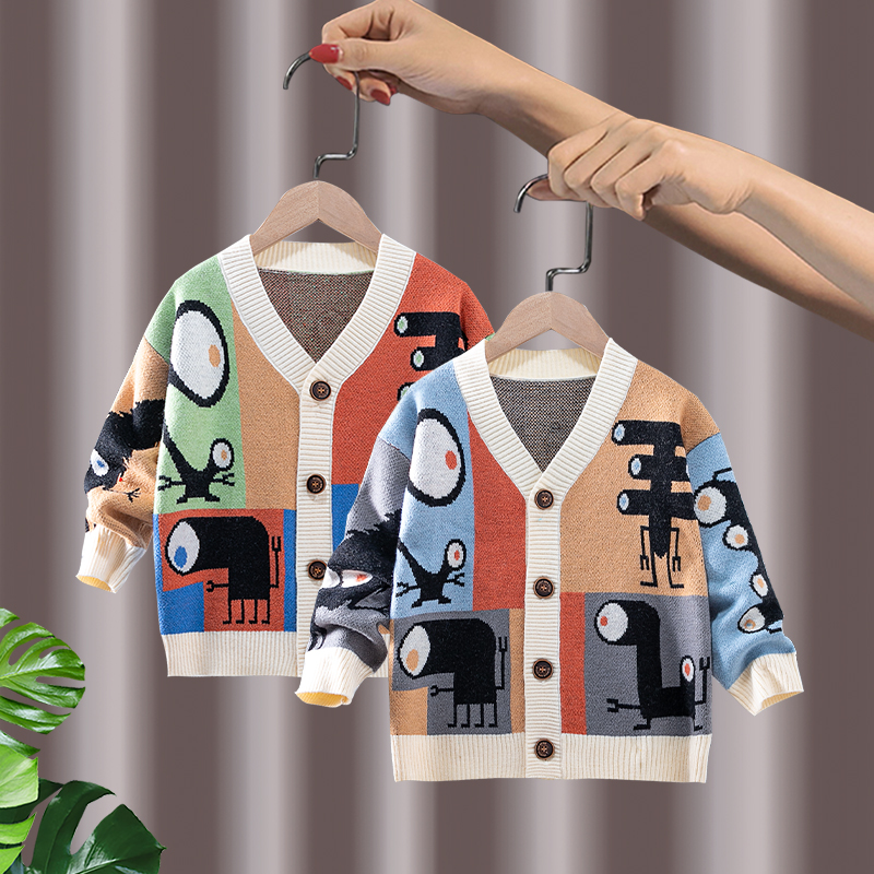 【福利】童装春秋装婴儿针织开衫女童毛线宝宝儿童男童毛衣外套新款