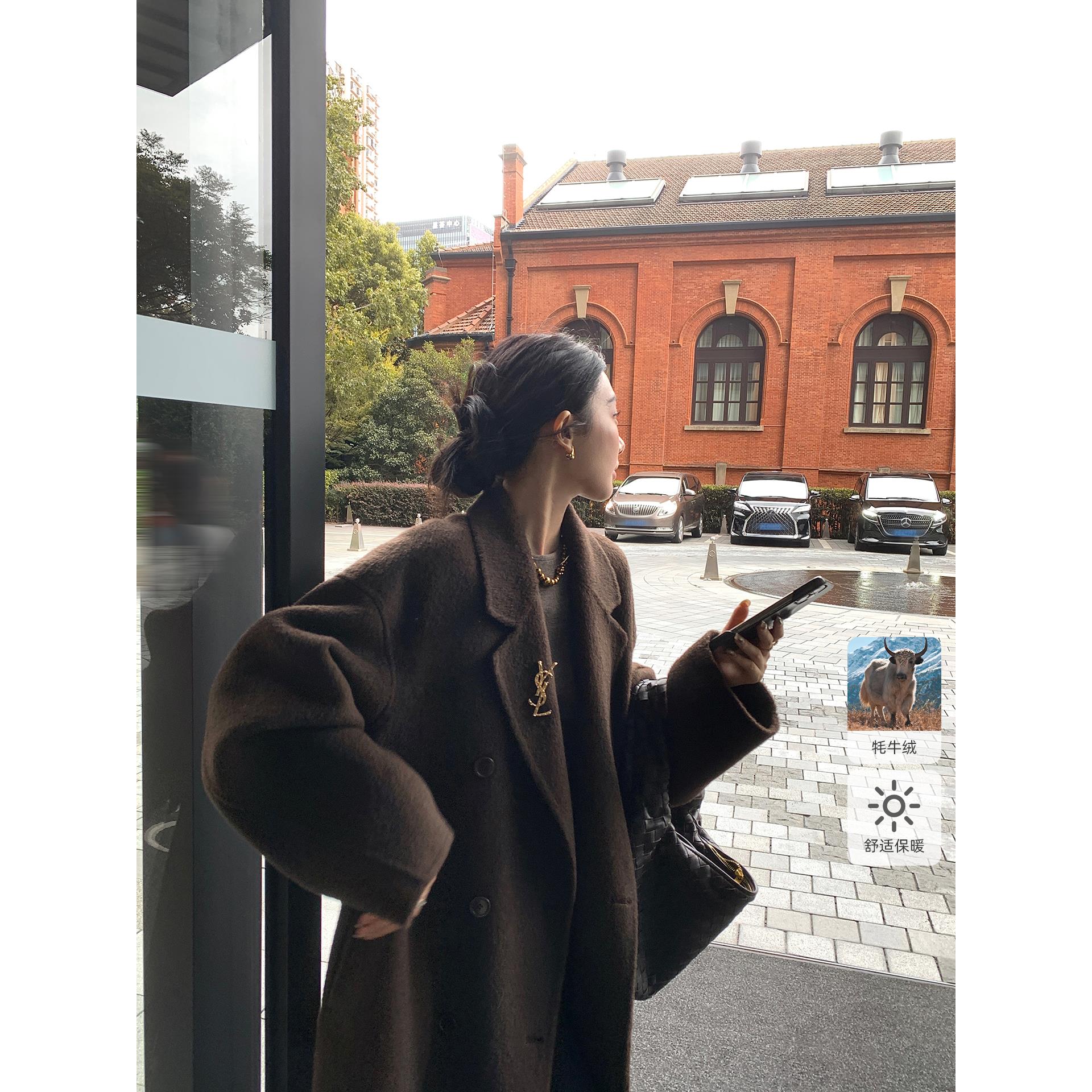 区区欧阳重磅高奢牦牛绒双面呢大衣女冬季加厚呢子高级感毛呢外套