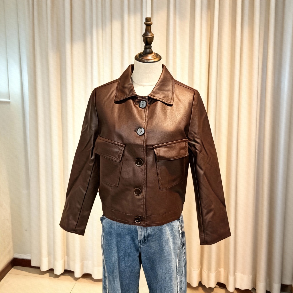 复古港风绵皮衣秋冬黑色休闲短款外套轻职风极简工装风