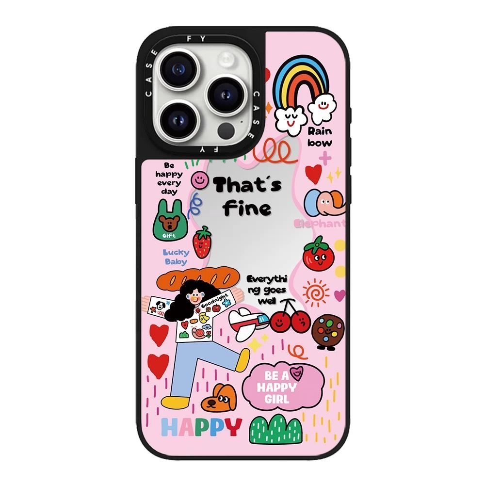 A链接-日记猫咪女孩插画风格适用苹果手机 旧壳体/镜面 1片