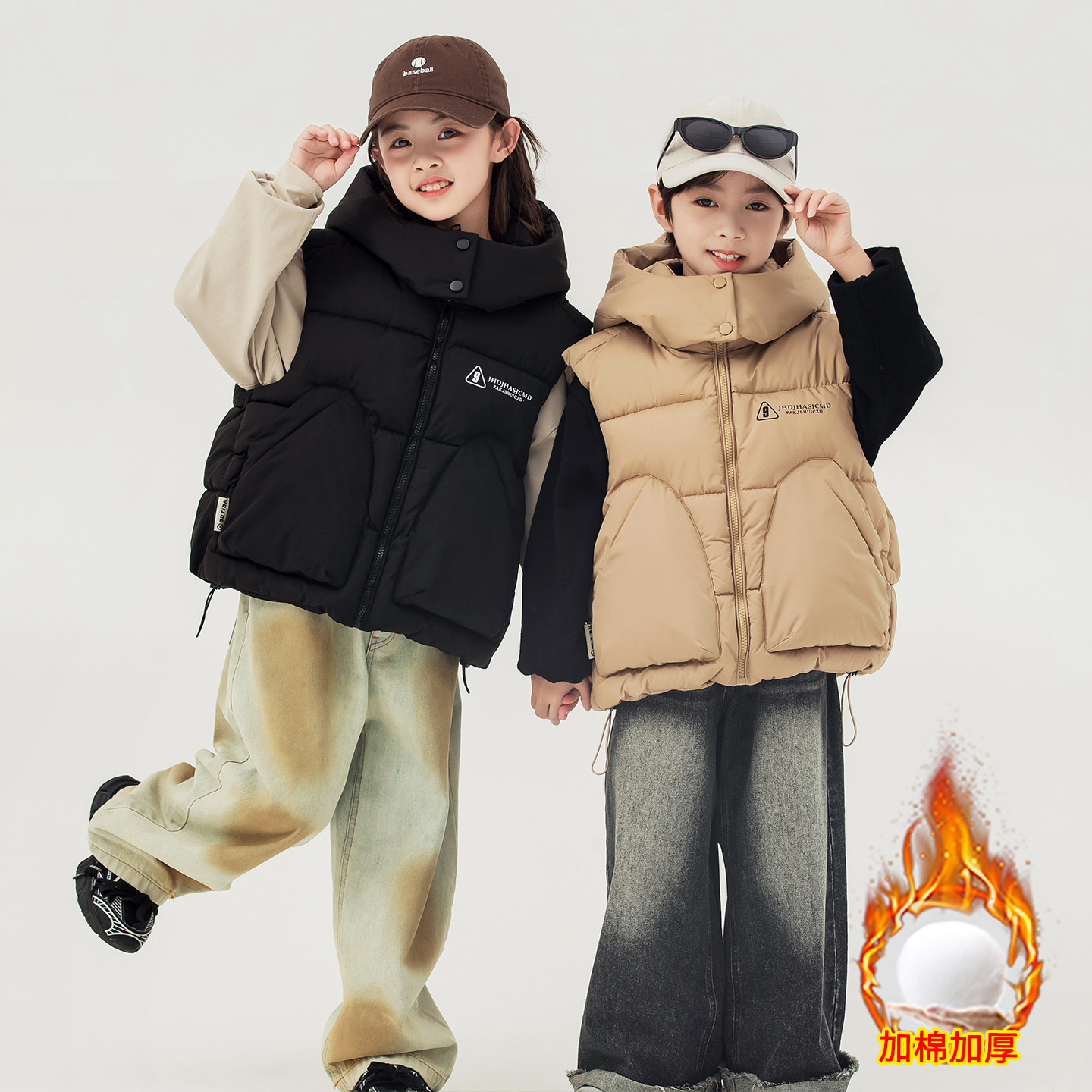 (校服神器)2025新款儿童棉马甲秋冬款马夹男女童中小童厚外套