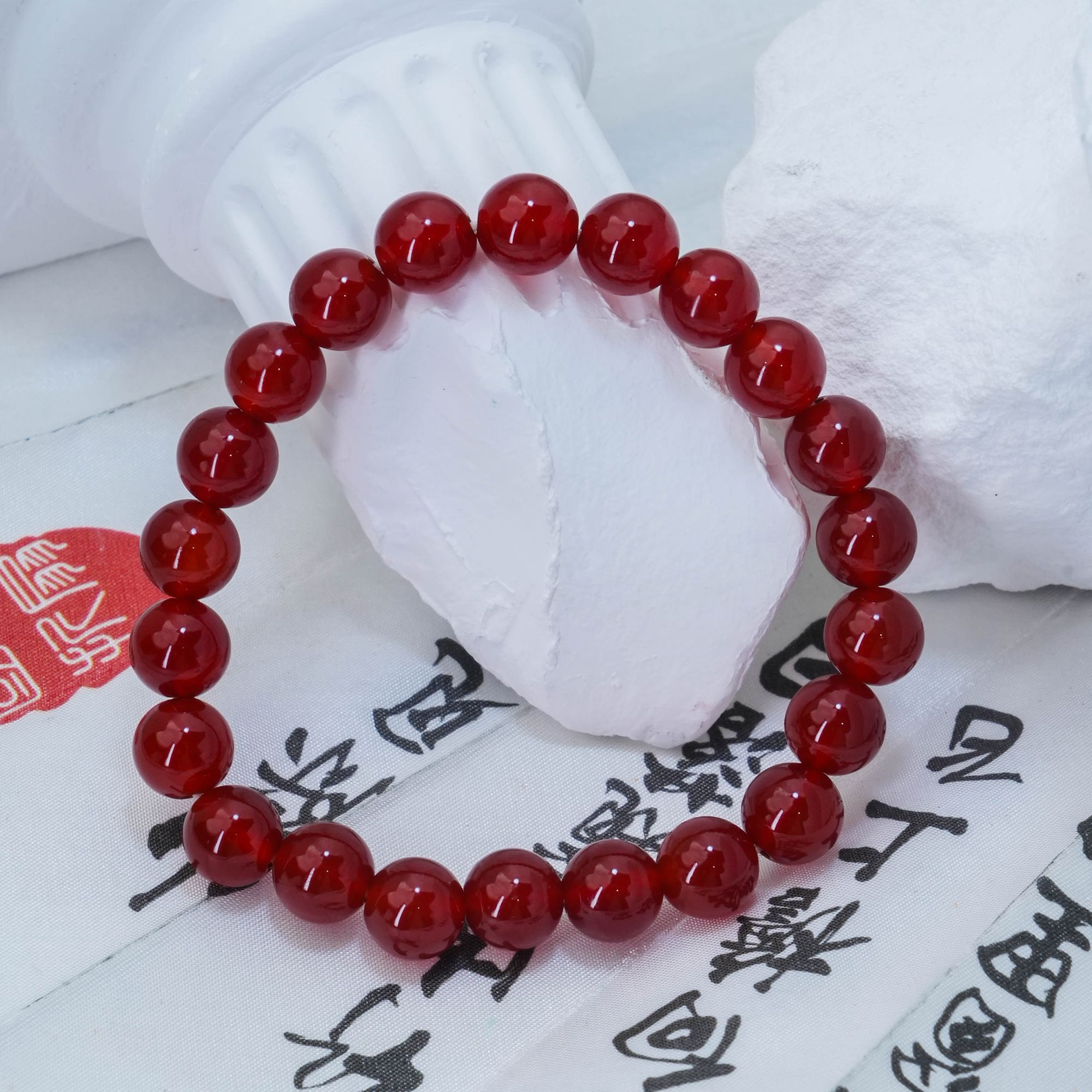 SC-046 天然红玛瑙手串 主石约8mm