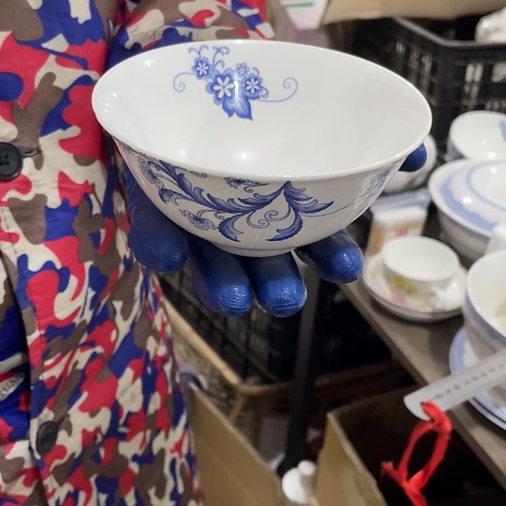 瓷片骨质瓷釉中彩米饭碗6个 口径12.5厘米