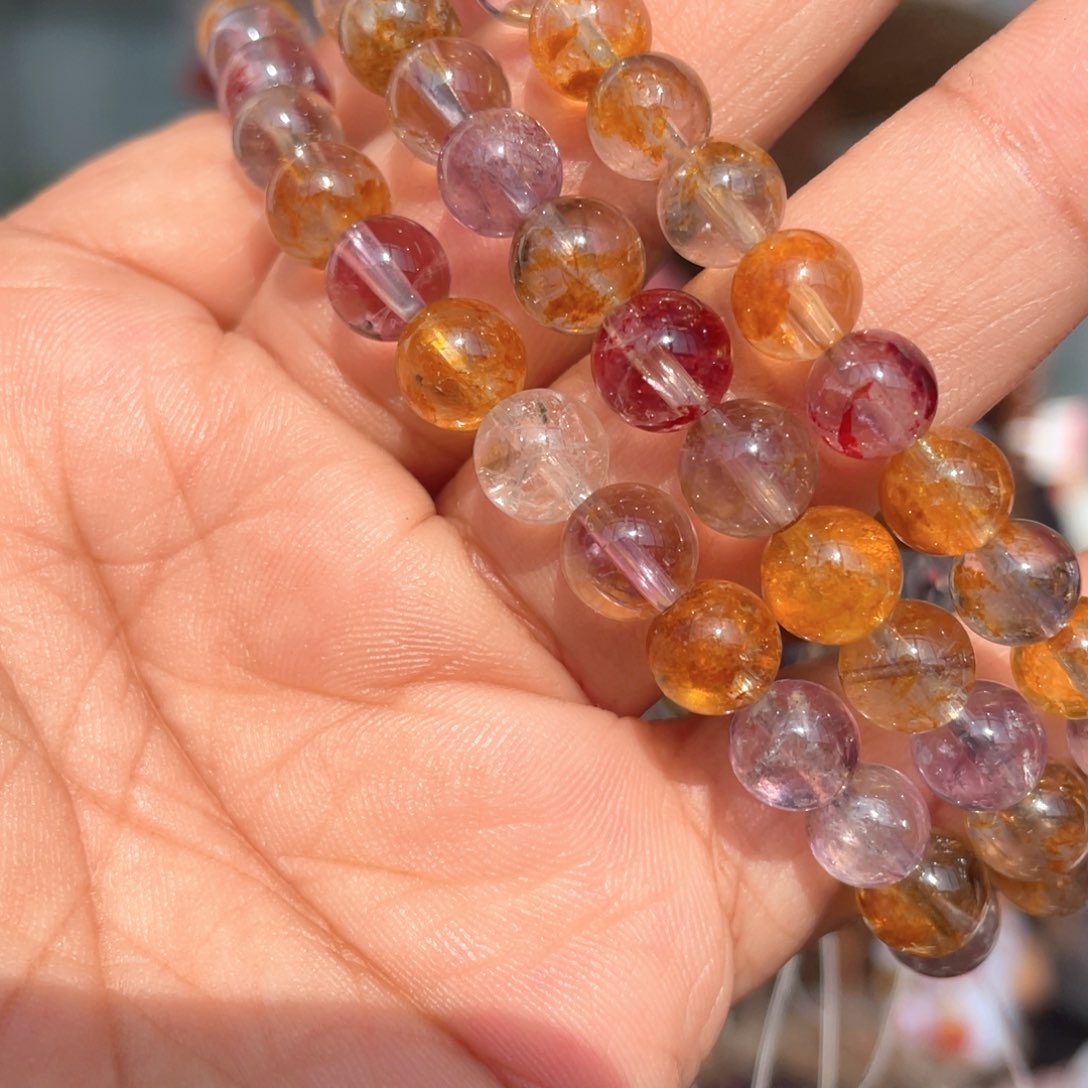 水晶手串未镶嵌7mm梦幻胶花手串多样性发其一