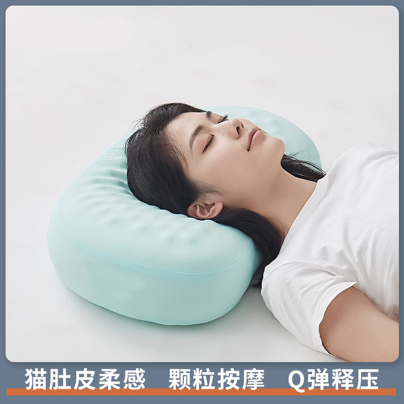 慢回弹冰丝柔软颗粒枕记忆棉舒适亚马逊猫肚枕不塌陷