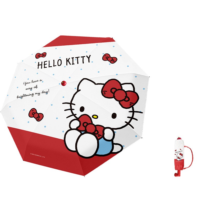 三丽鸥正品授权可爱卡通凯蒂猫三折防晒少女心kitty雨伞可爱