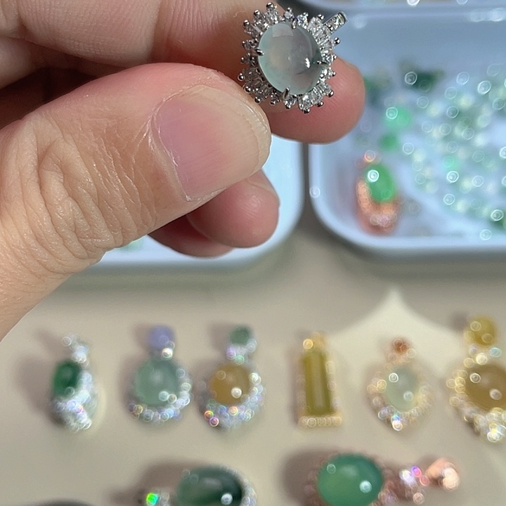 翡翠银S925镶嵌戒指