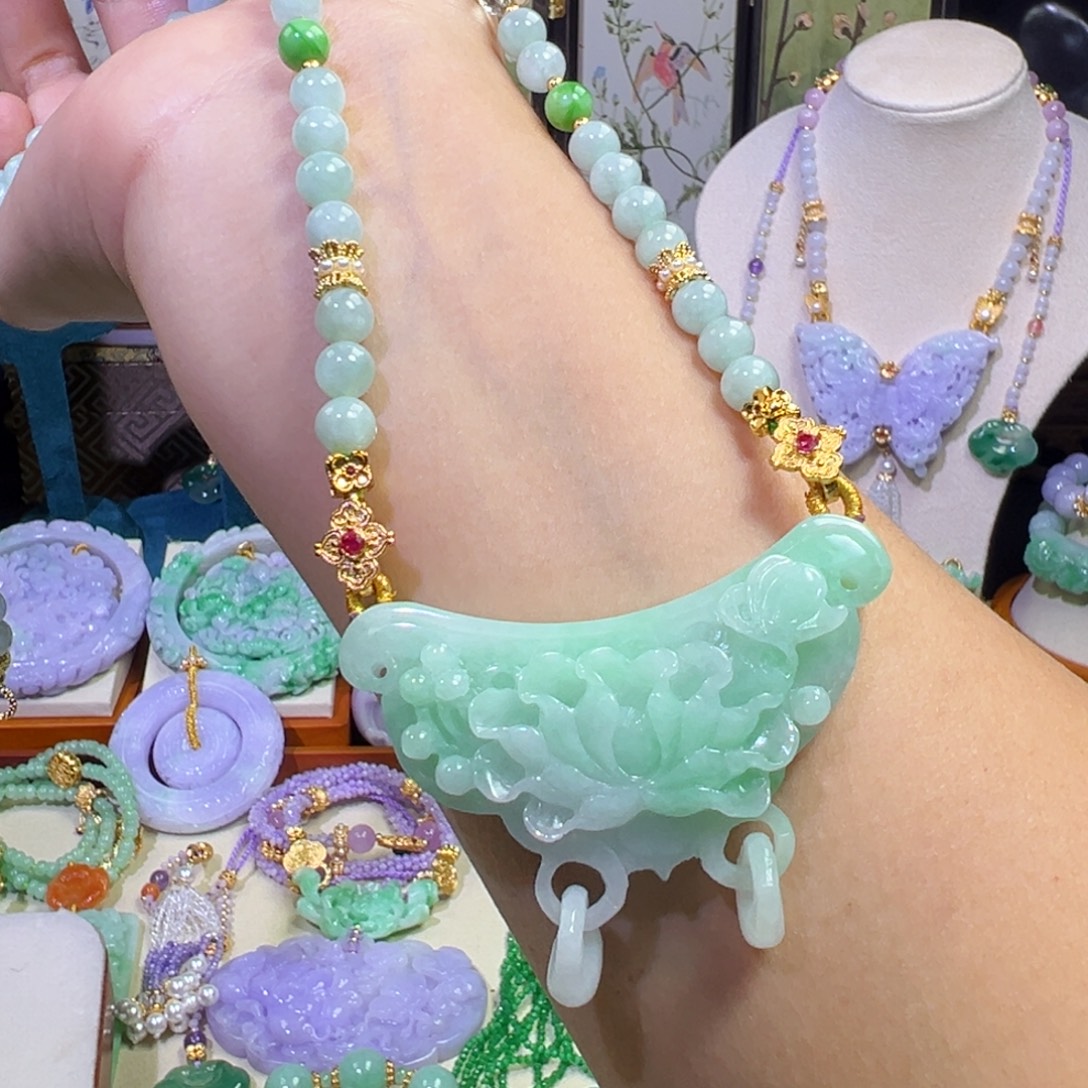 翡翠未镶嵌毛衣链天然翡翠