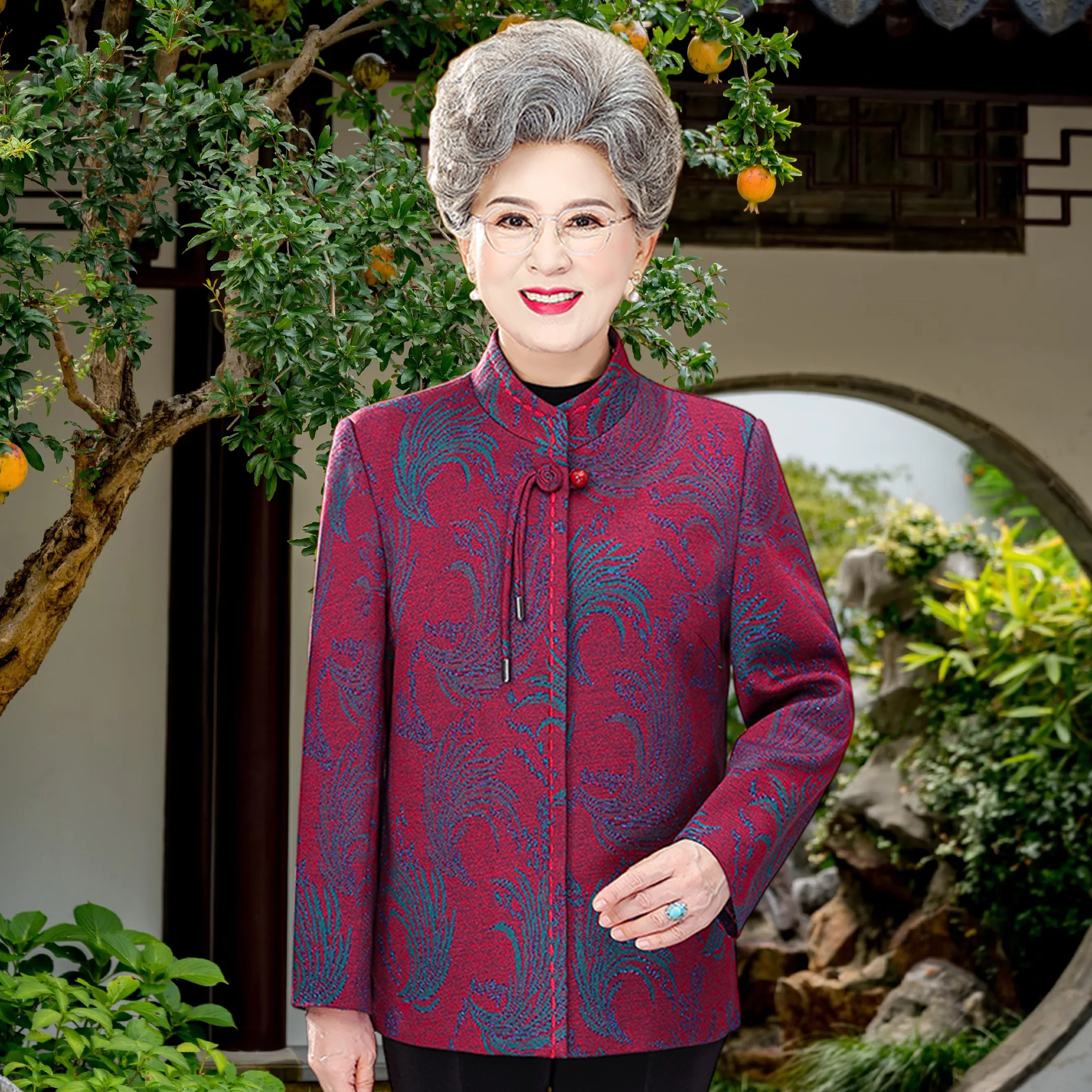 老年人外套女新款奶奶装春秋款开衫上衣60多岁妈妈装秋季宽松夹克