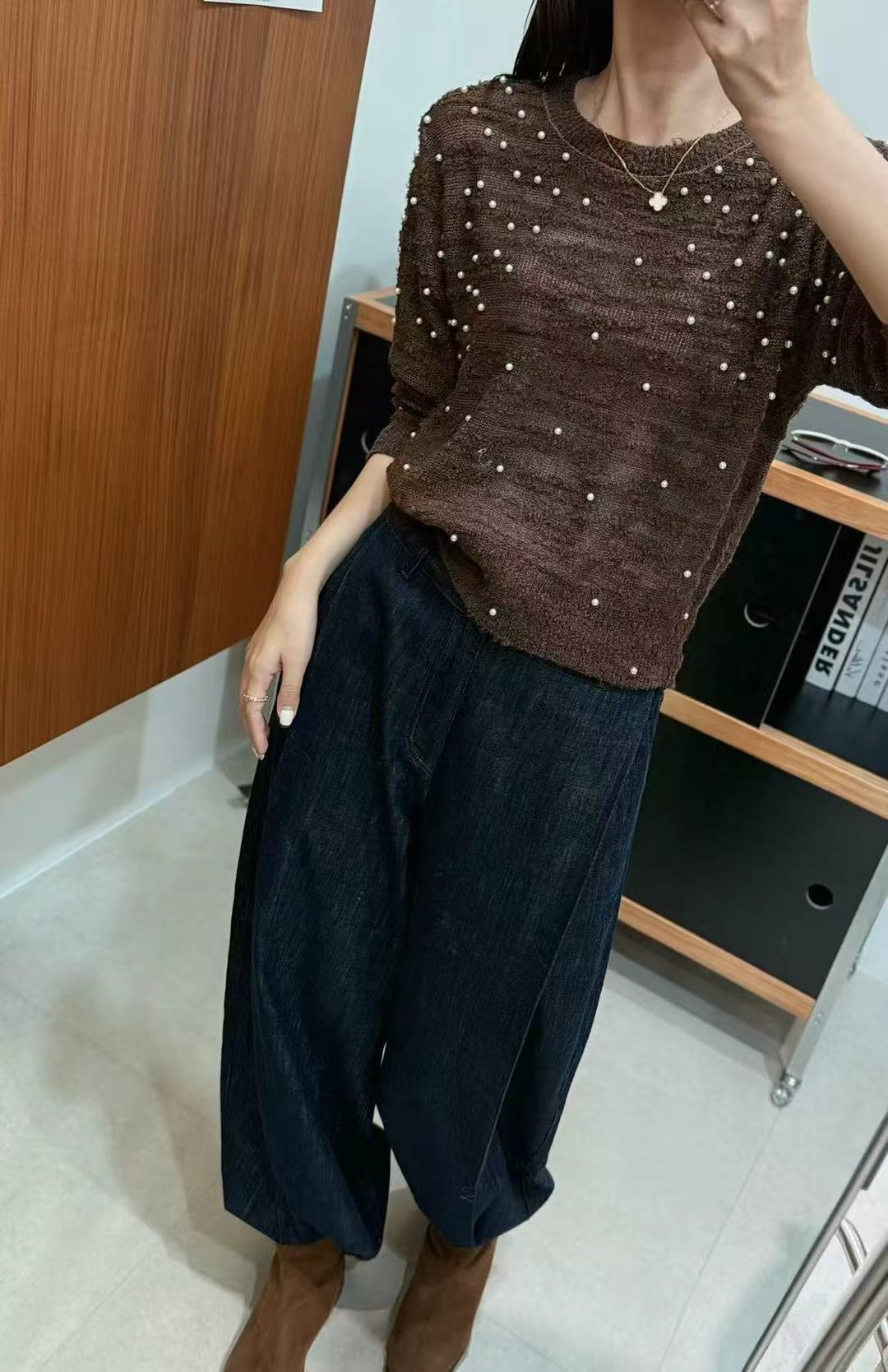 2025早秋新款混纺圆领云朵纱百搭时尚套头长袖女