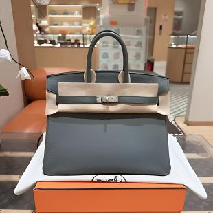 95新 Hermes/爱马仕 birkin 25 杏仁绿 银扣 Togo皮 D 刻