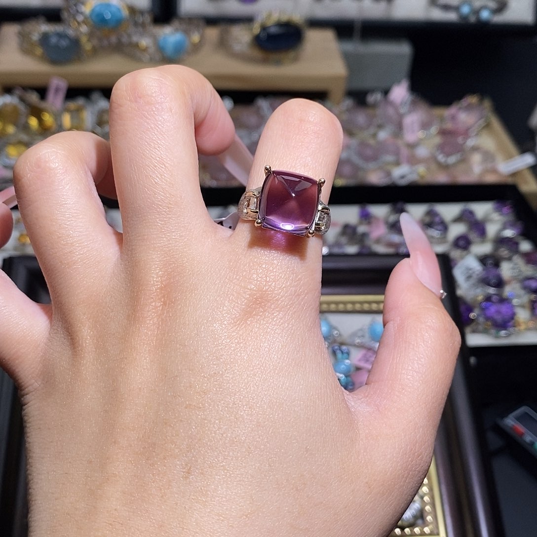 予***.烟晶银S925镶嵌戒指