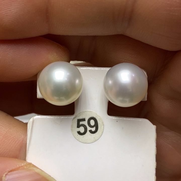 海水珍珠澳白珍珠耳钉18K金镶嵌