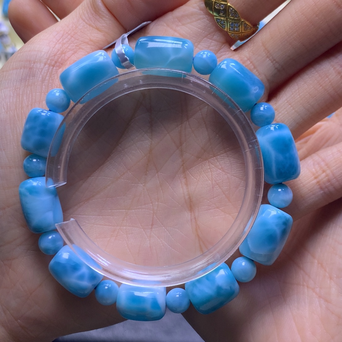 针钠钙石（海纹石）未镶嵌手链精品10mm桶珠手链