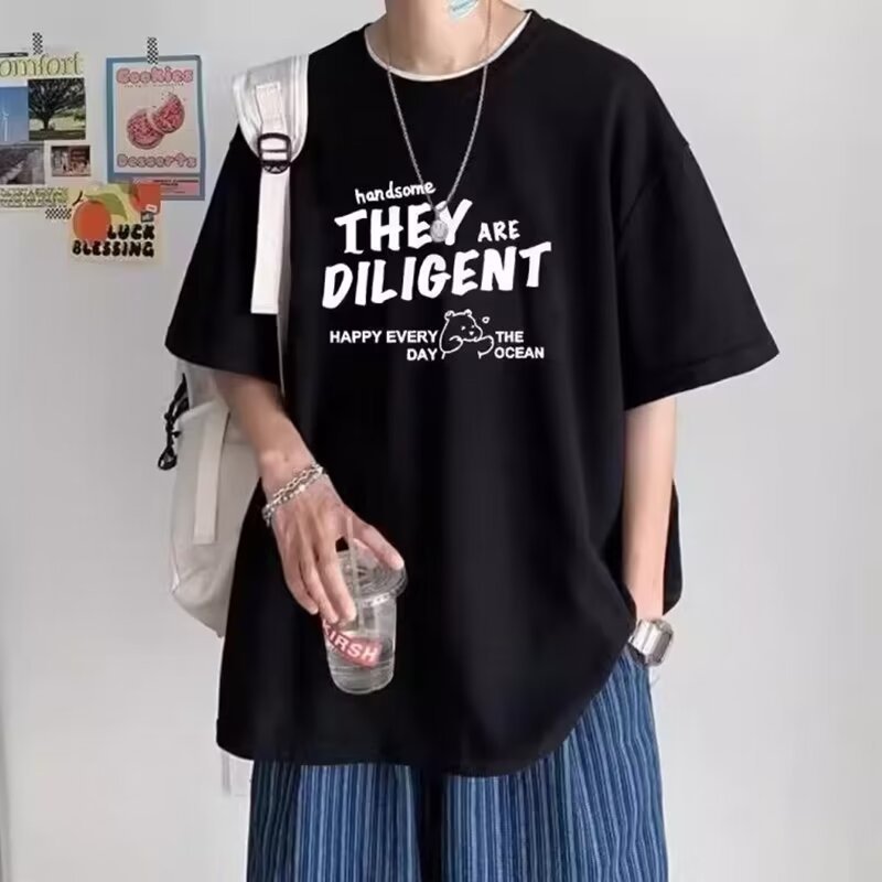 夏季短袖T恤套装男生ins休闲穿搭潮牌年轻帅气男装学生运动高级感