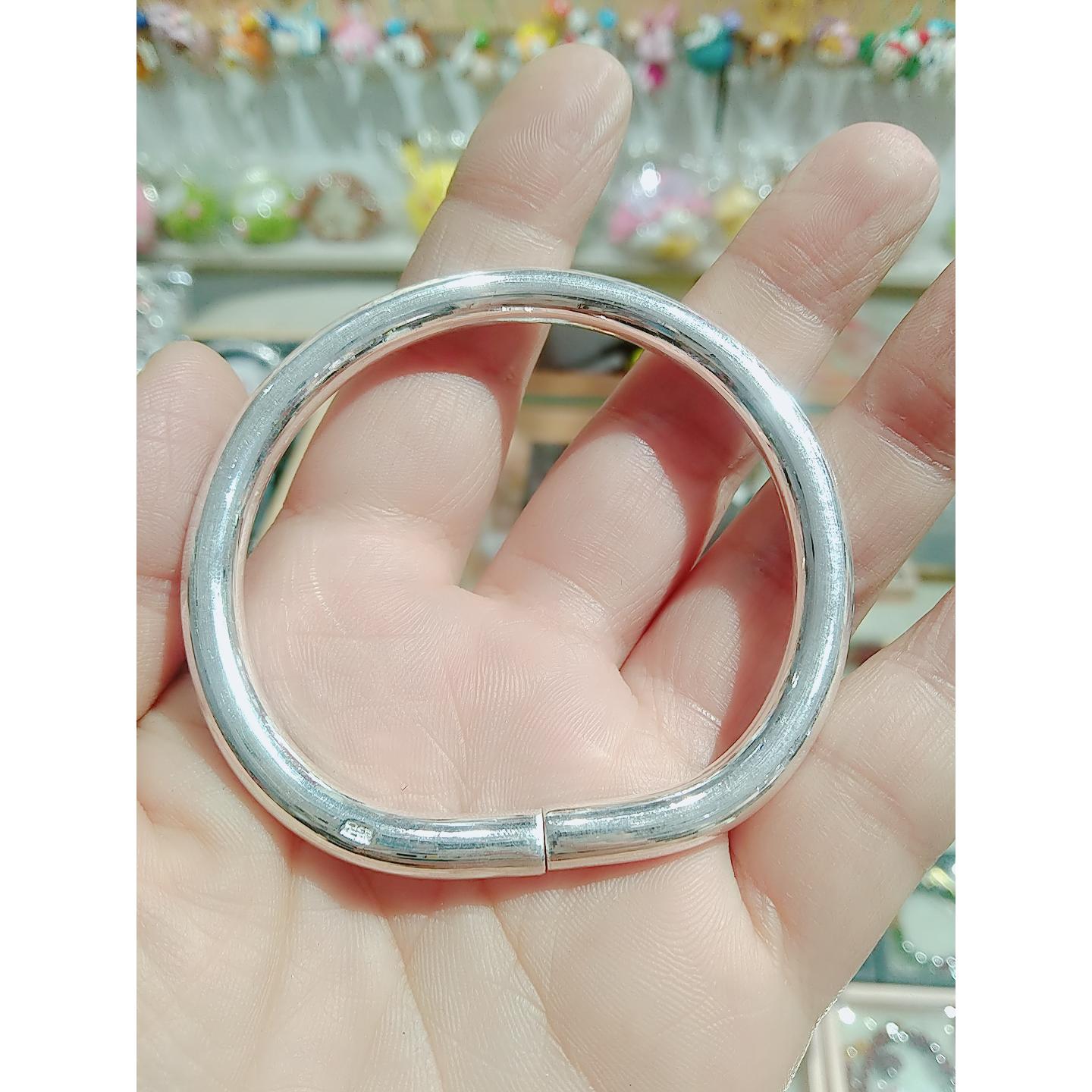 足银手镯  亮面马蹄手镯 47－52圈口