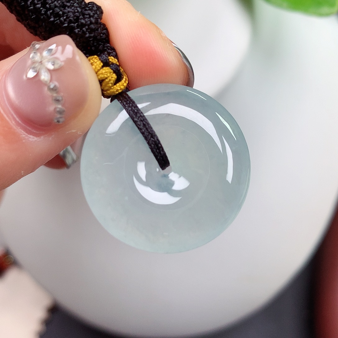 翡翠未镶嵌颈饰平安扣 25.1-5.7mm