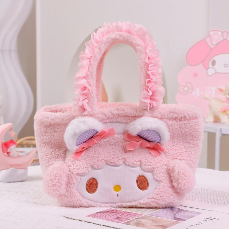 卡通可爱粉粉少女心美乐蒂必爱诺小羊化妆包手提便当包小拎包