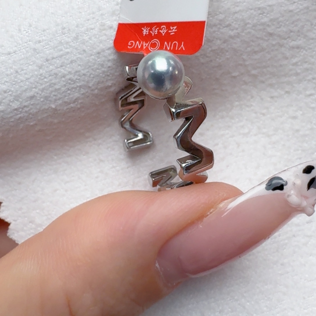 戒指海水珍珠银S925镶嵌@@yj359