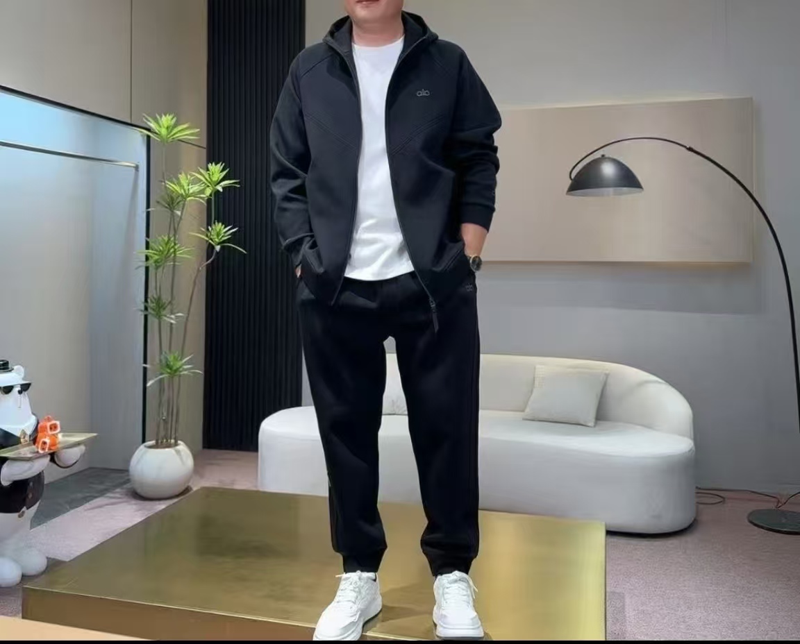 【大码男装穿到300斤】达【一套】秋冬男士时尚休闲运动连帽开衫套装