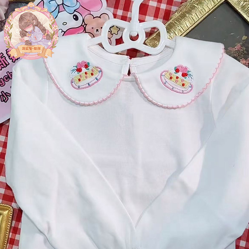 原创女童设计蛋糕毛球打底衫内搭
