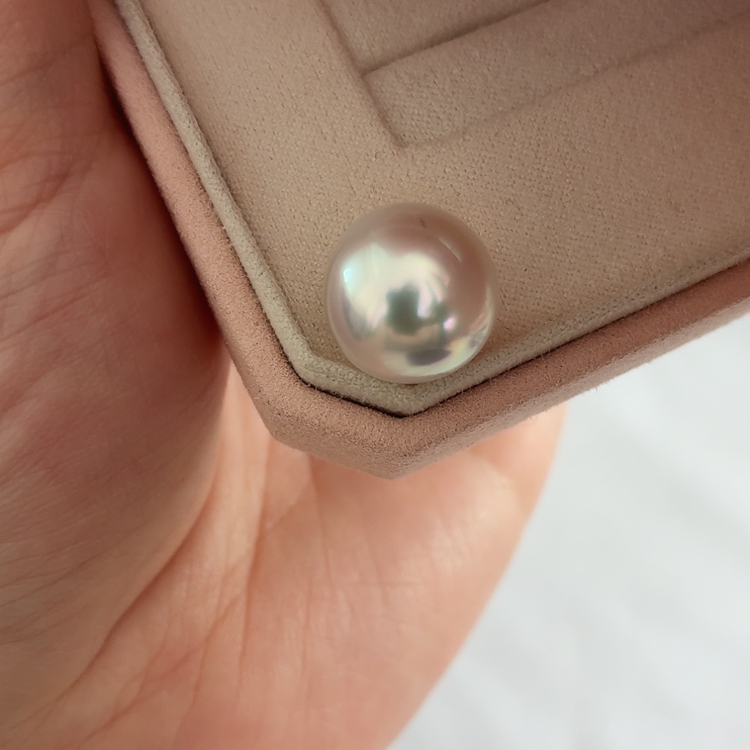 裸珠银S925镶嵌海水珍珠13-14mm