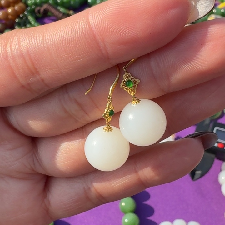 和田玉18K金镶嵌颈饰梦想