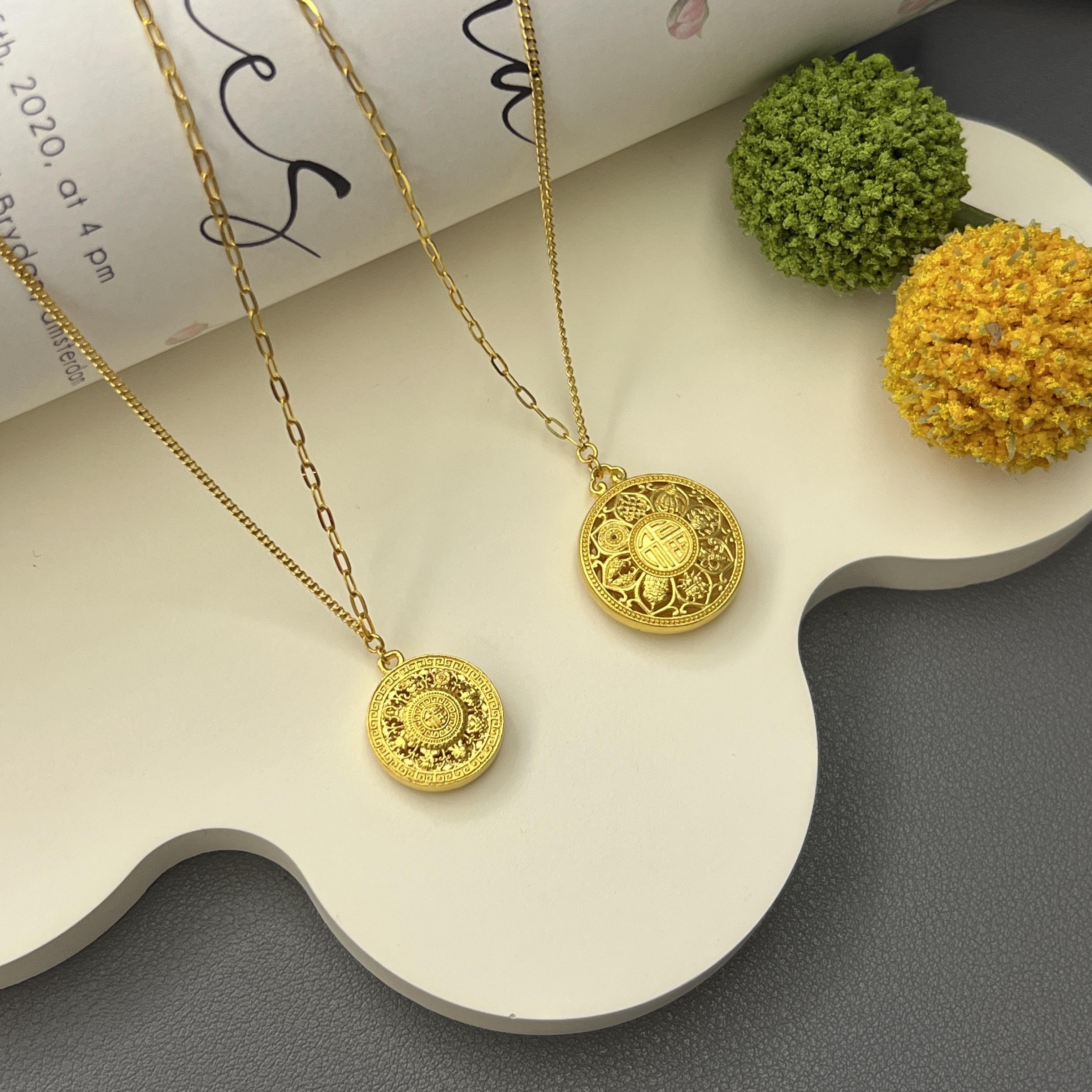 不支持7天无理由【八宝罗盘系列】足金999项链套链多样性发一