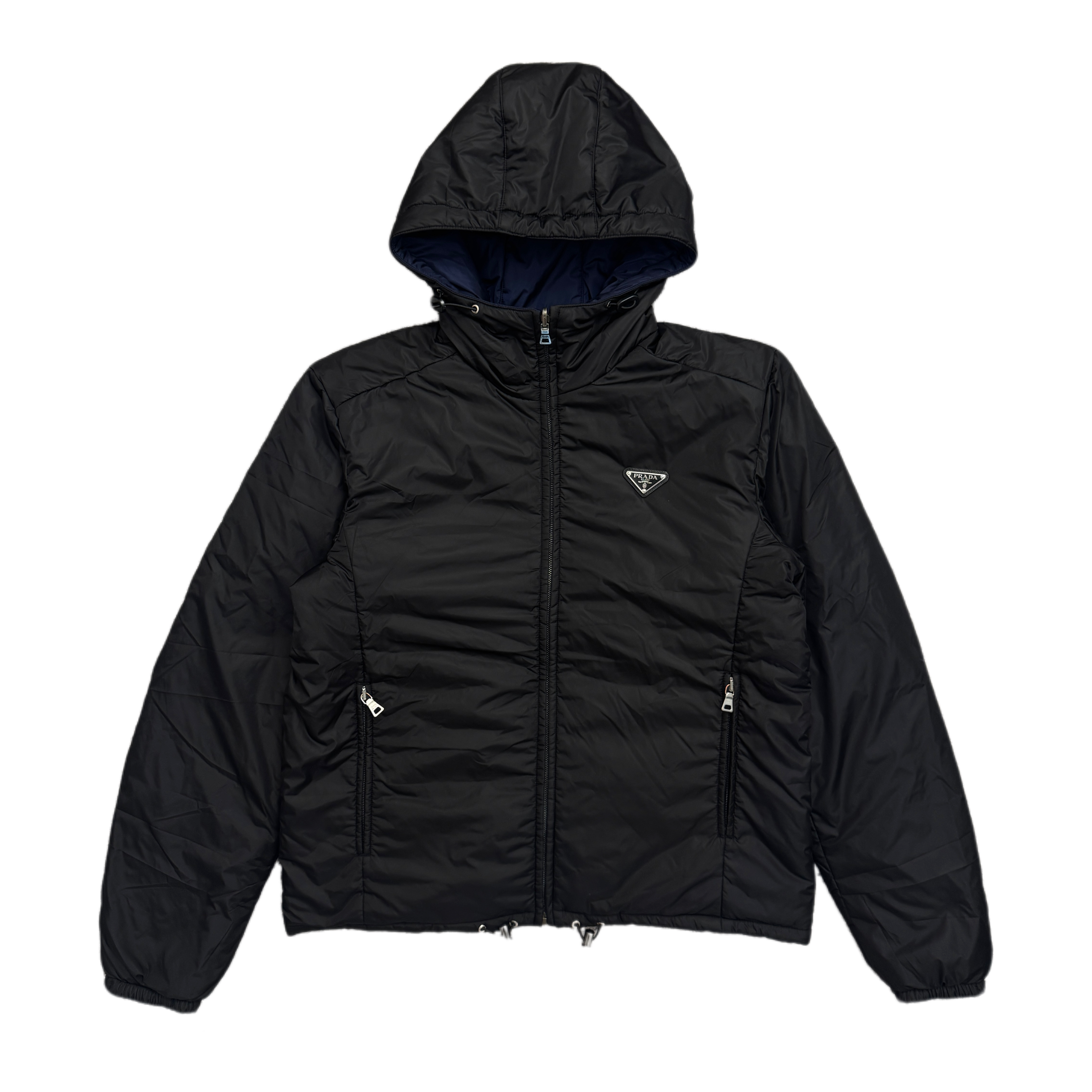99新 Prada/普拉达 双面尼龙三角钢标拉链棉服外套48码