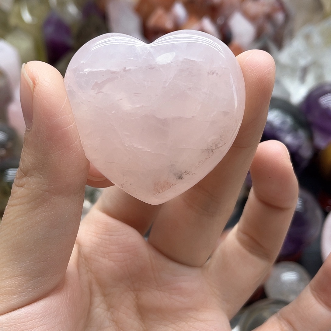 发晶未镶嵌珠宝半成品69粉晶爱心微瑕介意勿拍