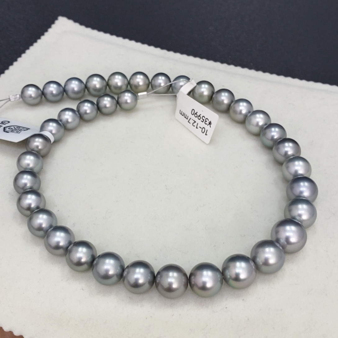 未镶嵌颈饰海水珍珠铂金灰项链10-12.7mm忙