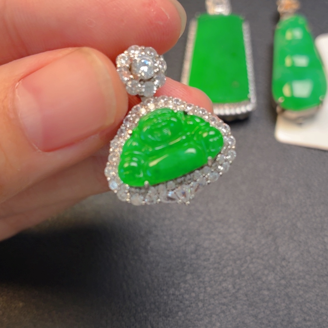 翡翠银S925镶嵌吊坠(不含链)