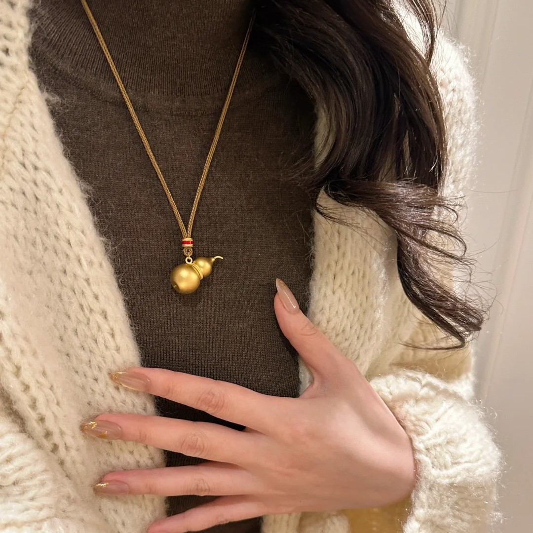 坠链均925银 古法葫芦复古吊坠项链女长款毛衣链福禄挂坠饰品y