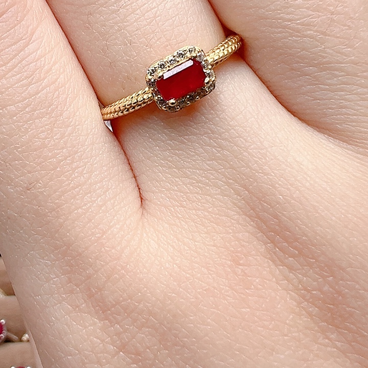 戒指银S925镶嵌红宝石